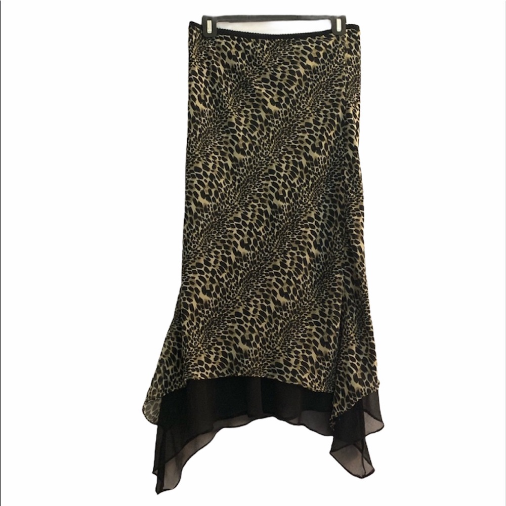 Zero Zero Animal Print Asymmetrical Midi Skirt M